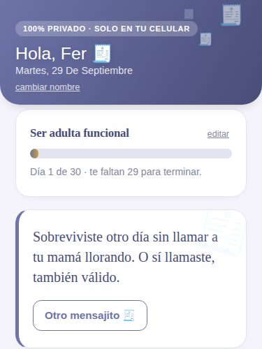 Captura de la pantalla principal de la app Adulta funcional