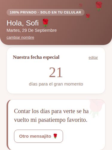 Captura de la pantalla principal de la app Romántico