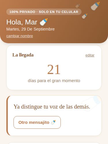 Captura de la pantalla principal de la app de Cuenta regresiva de bebé