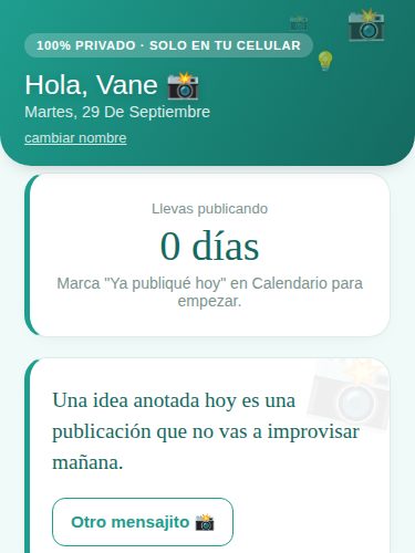 Captura de la pantalla principal de la app Calendario de contenido