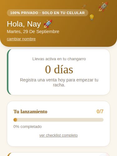 Captura de la pantalla principal de la app Mi changarro desde cero