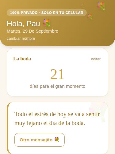 Captura de la pantalla principal de la app de Damas de honor