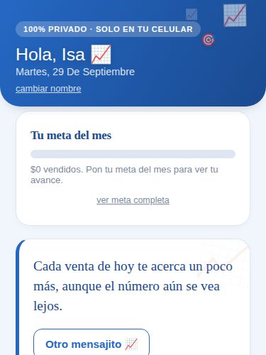 Captura de la pantalla principal de la app Meta de ventas del mes