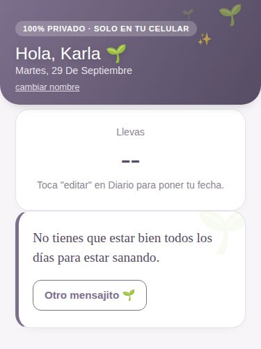 Captura de la pantalla principal de la app Sanando de una ruptura