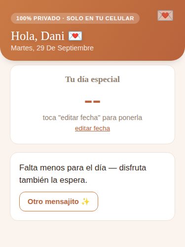 Captura de la pantalla principal de la app Mensajes sorpresa